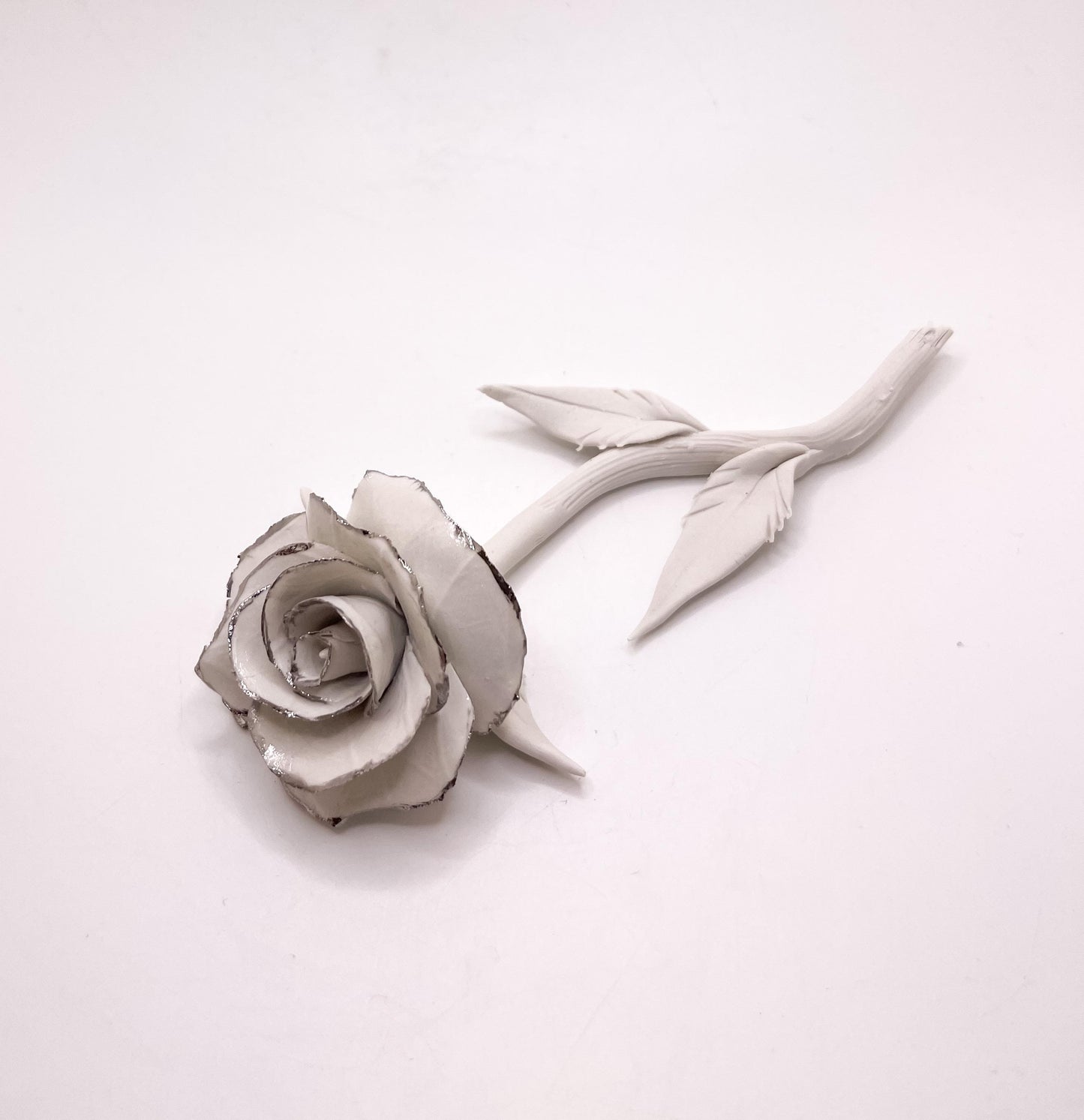 Forever Rose - silver rimmed hand-sculpted flower