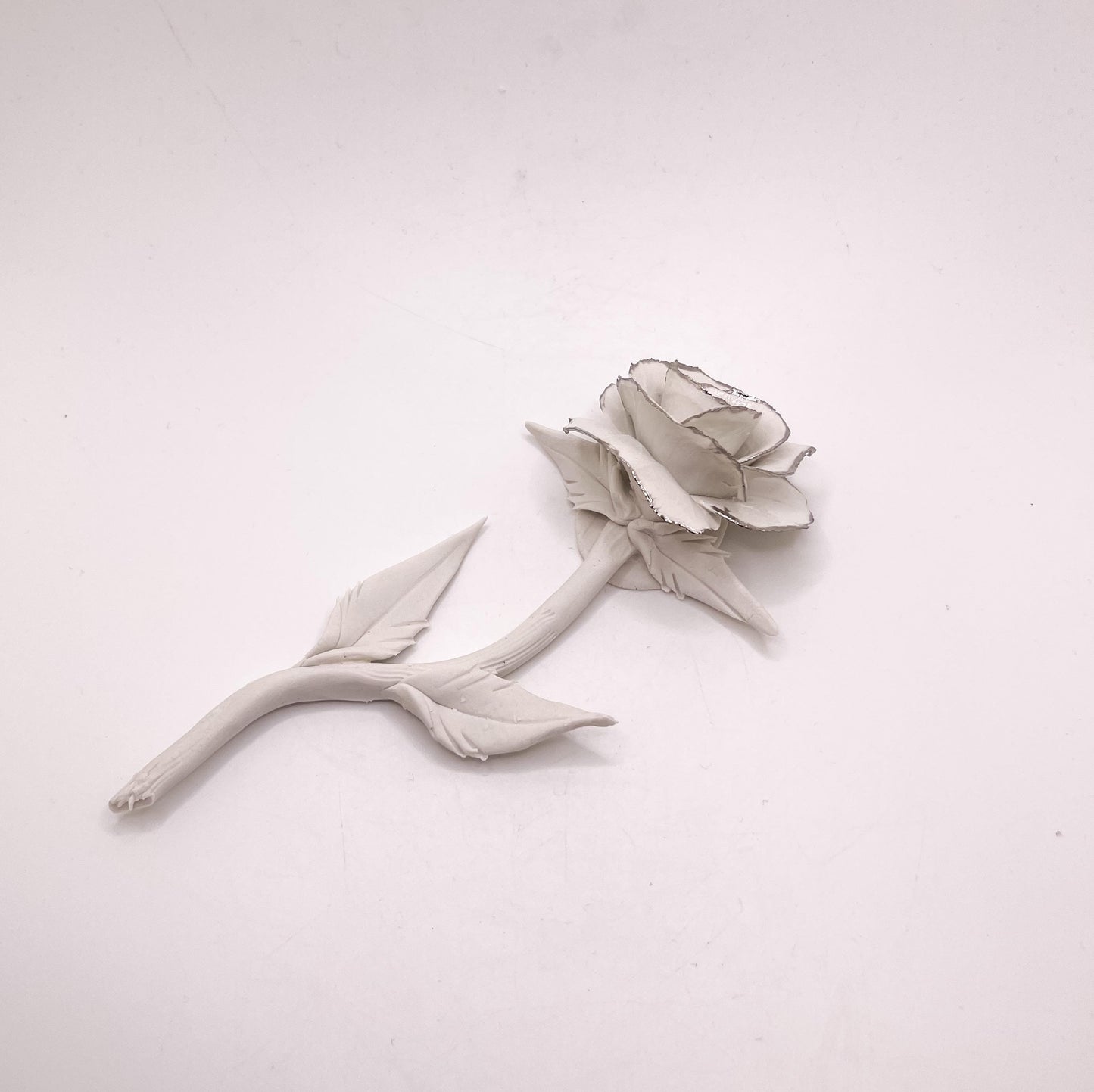 Forever Rose - silver rimmed hand-sculpted flower
