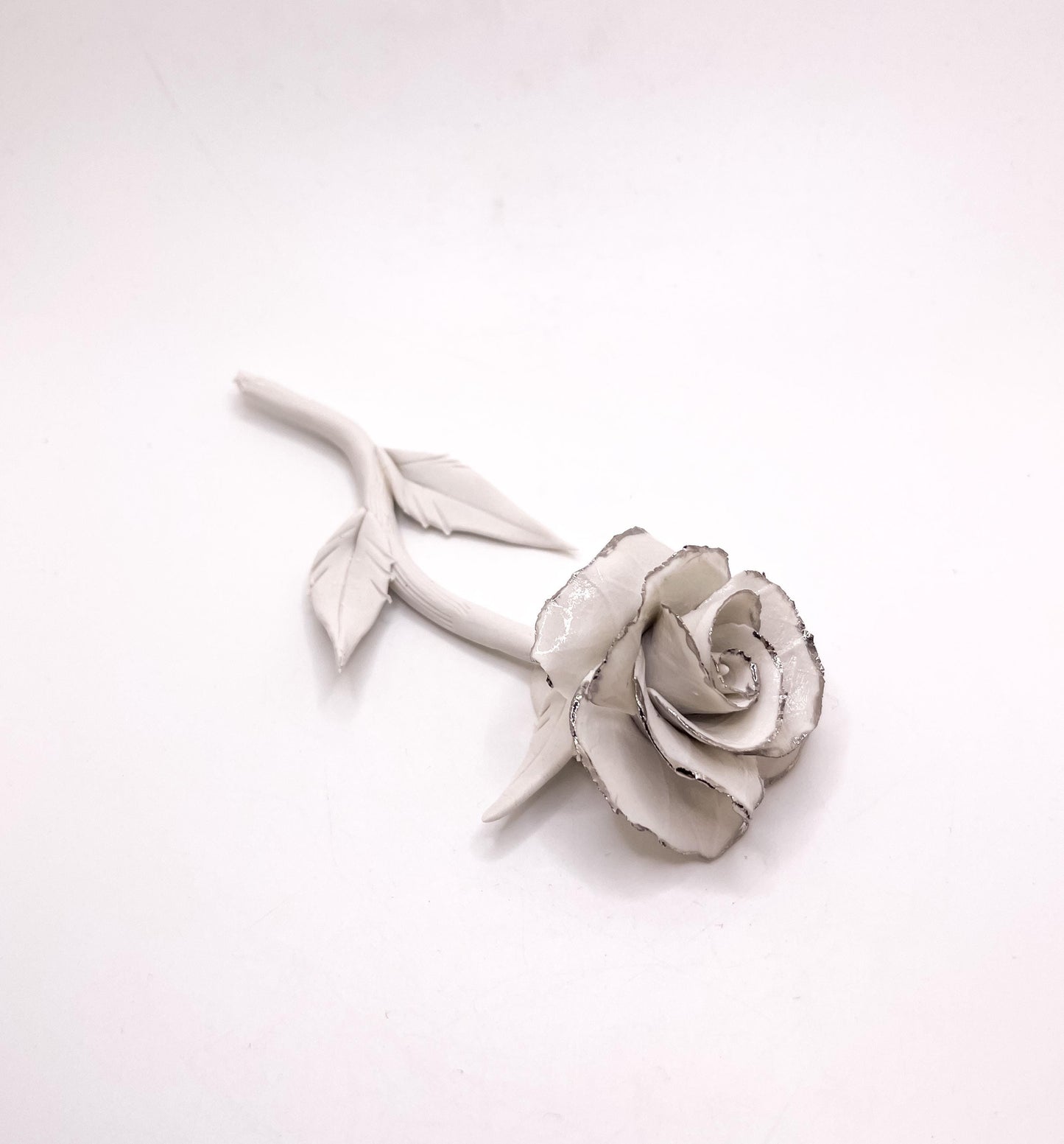 Forever Rose - silver rimmed hand-sculpted flower