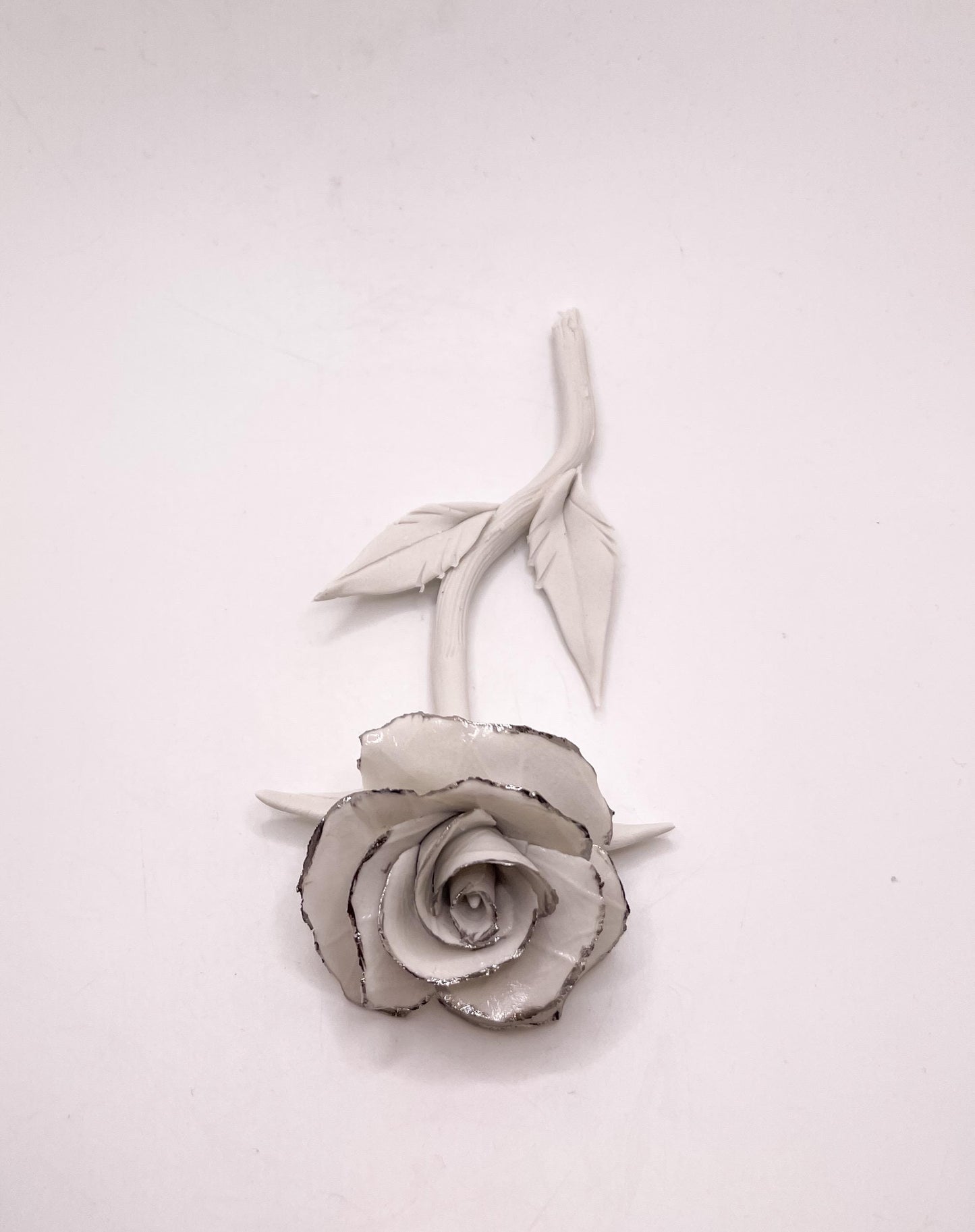 Forever Rose - silver rimmed hand-sculpted flower