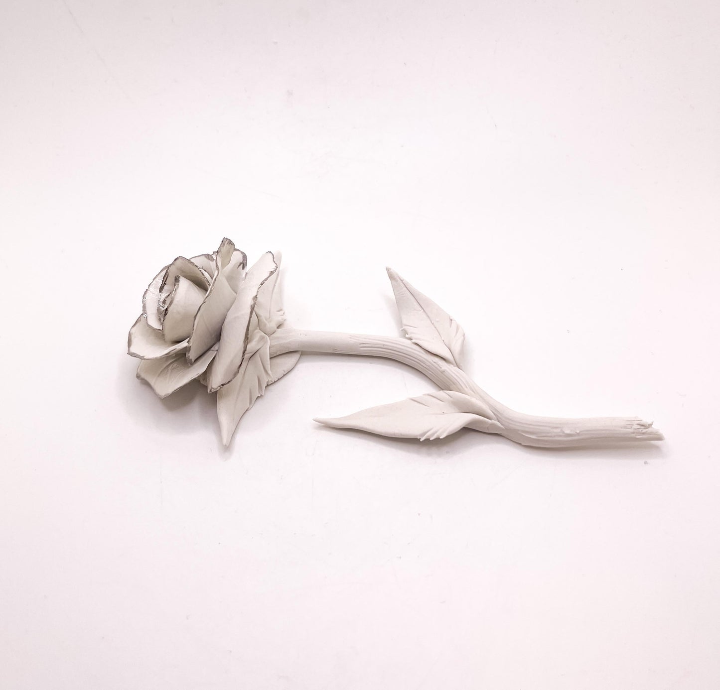 Forever Rose - silver rimmed hand-sculpted flower