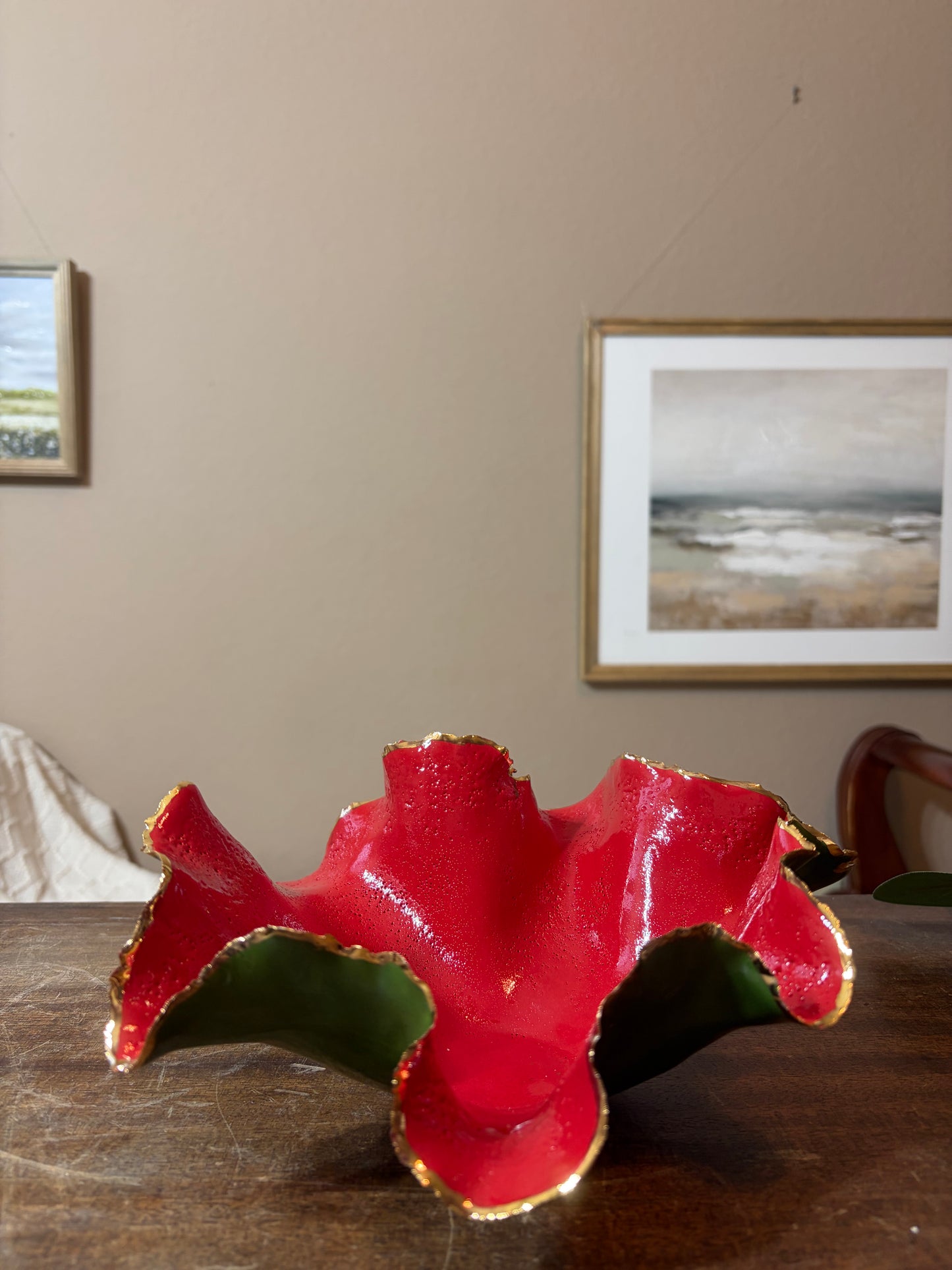 Gold Rim Holiday Blossom Bowl
