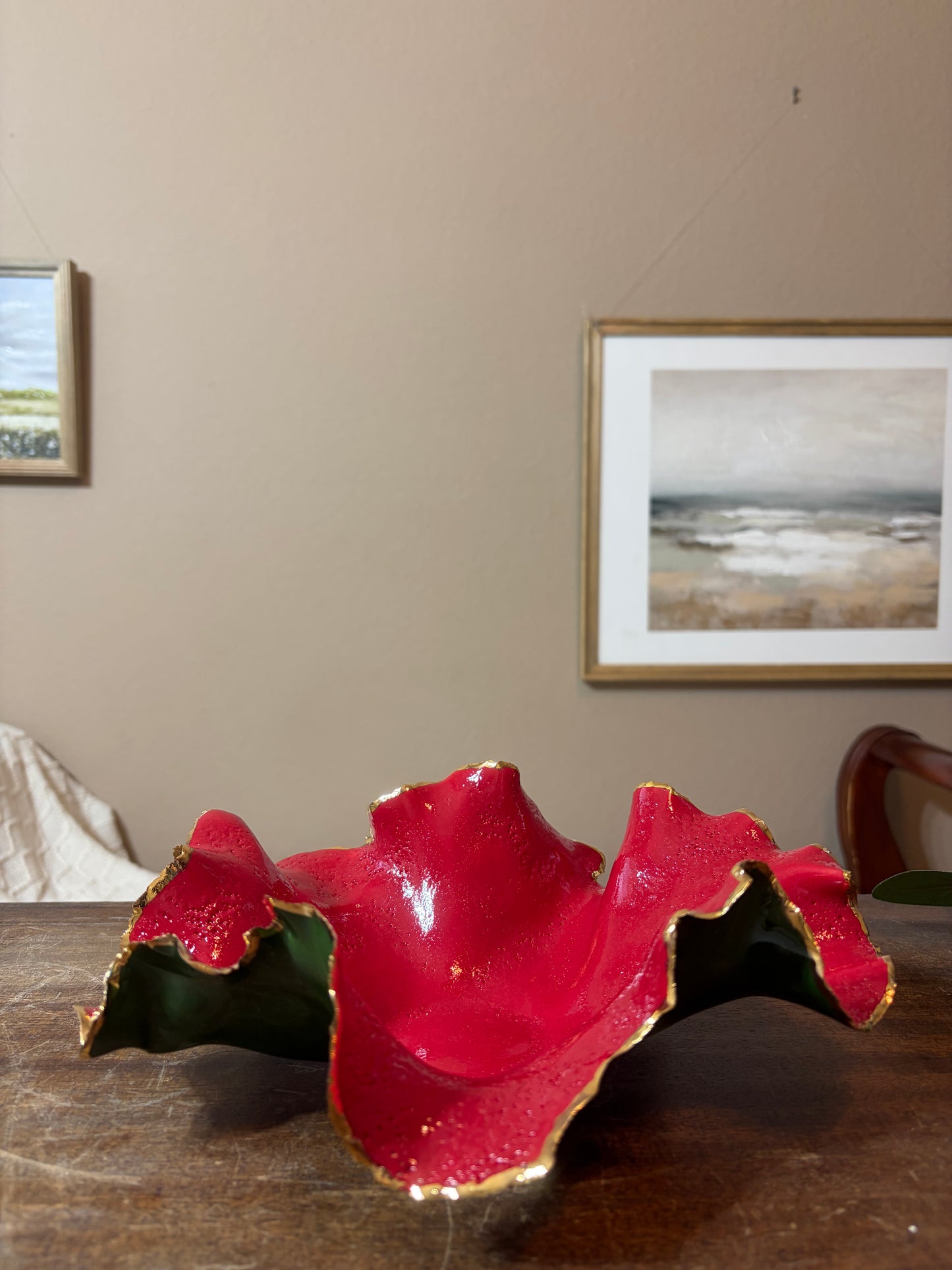 Gold Rim Holiday Blossom Bowl