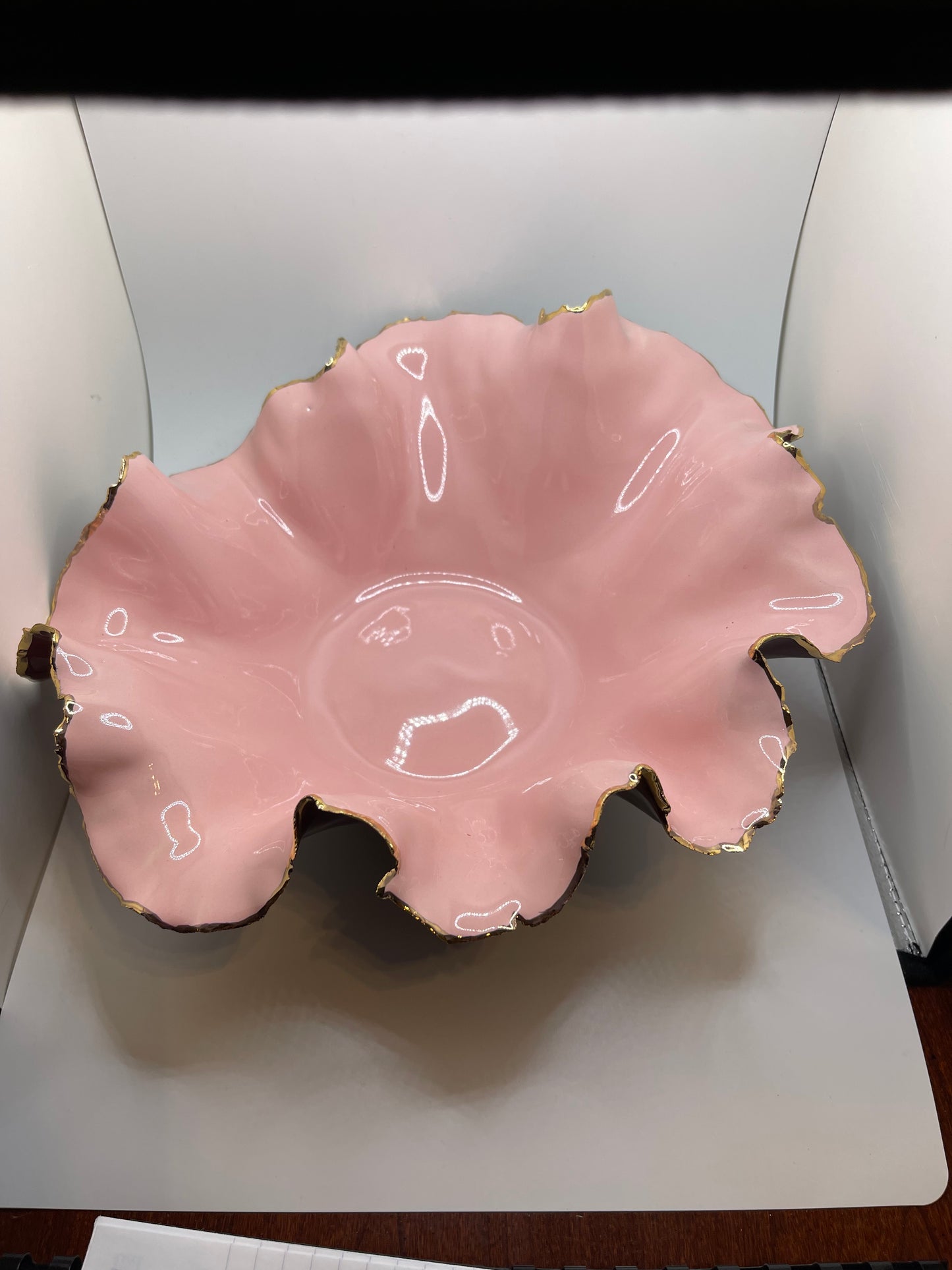 Large Blossom Bowl Gold Rim