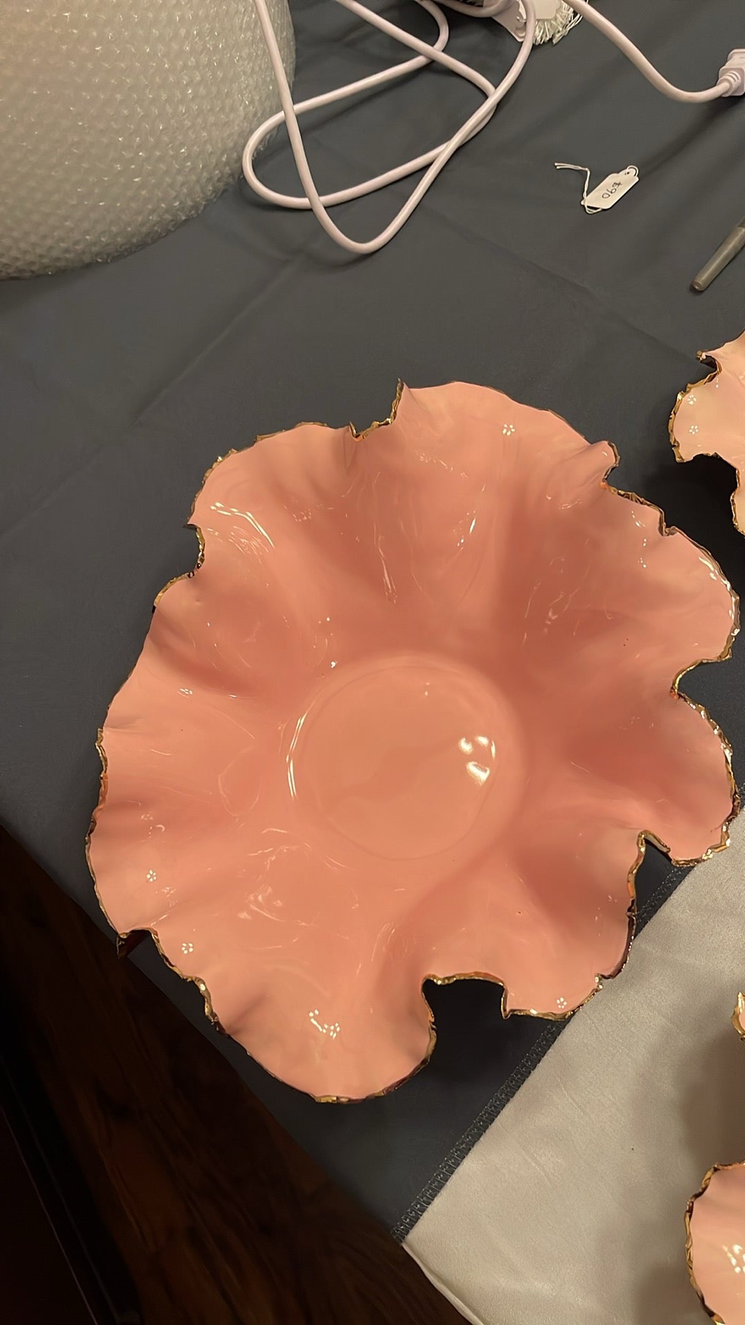 Large Blossom Bowl Gold Rim