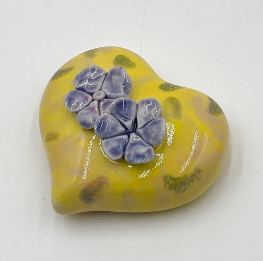 Mini Heart Garden - Heart Sculpture - hand sculpted flowers, table decor, home decor, keepsake gift, unique gift, handmade gift, clay flower