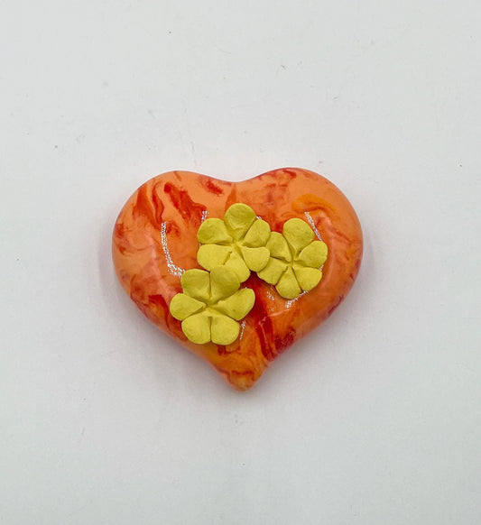 Mini Heart Garden - Heart Sculpture - hand sculpted flowers, table decor, home decor, keepsake gift, unique gift, handmade gift, clay flower