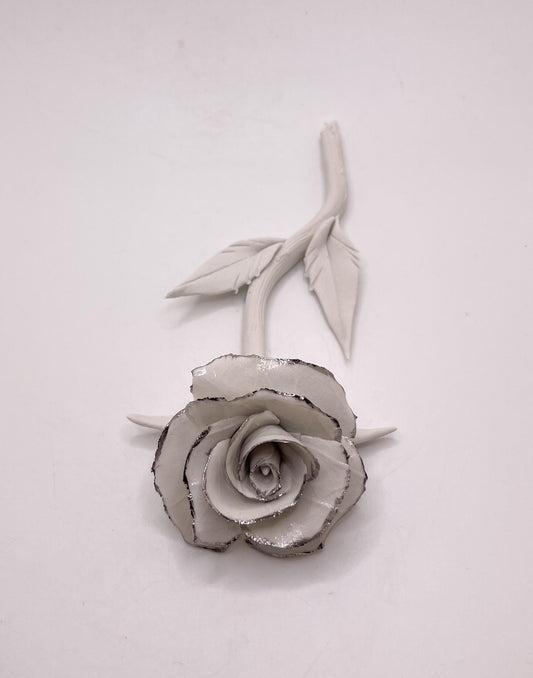 Forever Rose - silver rimmed hand-sculpted flower