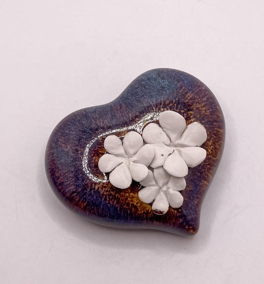 Mini Heart Garden - Heart Sculpture - hand sculpted flowers, table decor, home decor, keepsake gift, unique gift, handmade gift, clay flower